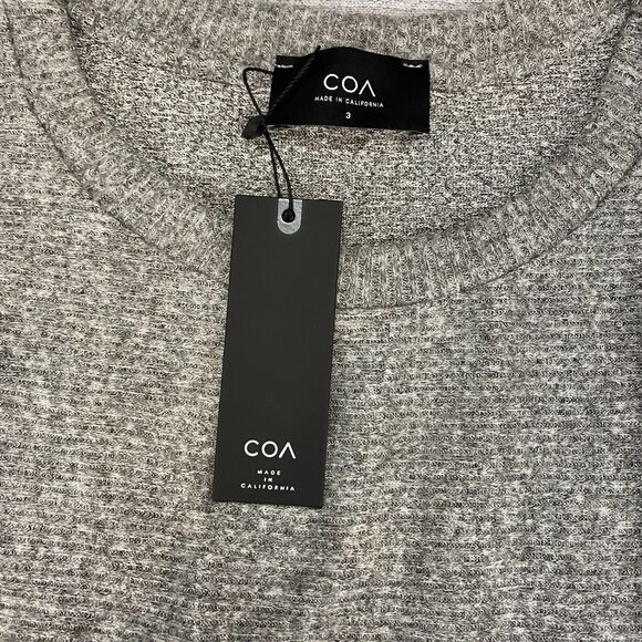 COA Sweater Dress Women's Large Gray Heather Knit Flowy Draped Hem Crew Neck - Picture 11 of 16